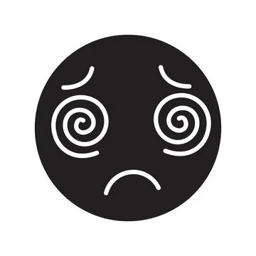 Dizzy Face Silhouette Vector with Spiral Eyes for Nausea and Vertigo Medica.. Stock Illustration