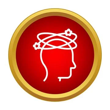 Dizzy head with stars icon representing vertigo Stock Illustration