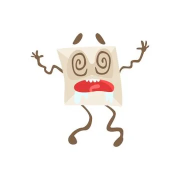 Dizzy Humanized Letter Paper Envelop Cartoon Character Emoji Illustration Stock Illustration