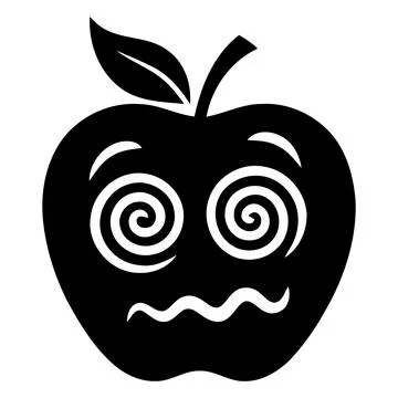 Dizzy Hypnotized Apple Character Silhouette Vector Illustration Illustrazione stock