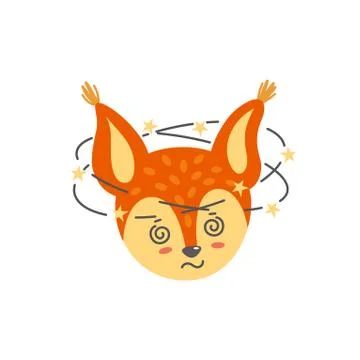 Dizzy squirrel face like emoji. Vector illustration in flat style Illustrazione stock