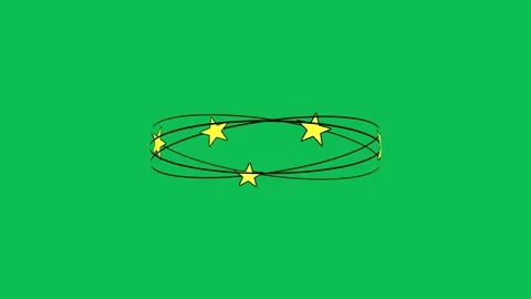 Dizzy star effect seamless loop animation with spinning circle lines and stars. Stock Footage 342434555