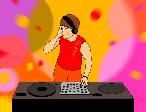 Dj in action Stock Illustration