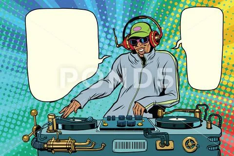 DJ African boy party mix music Stock Illustration