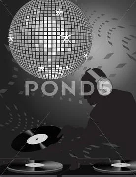 Dj and disco ball Stock Illustration