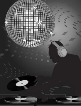 Dj and disco ball Stock Illustration