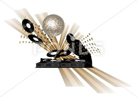 Dj and Disco Ball Stock Illustration
