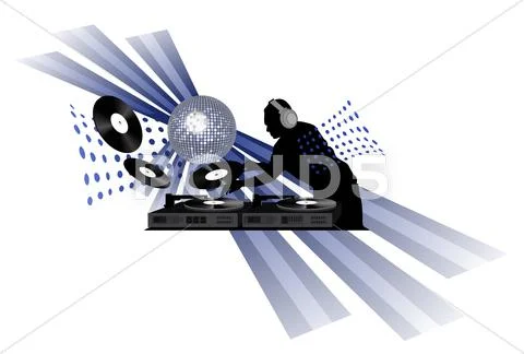 Dj and Disco Ball Stock Illustration