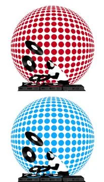 Dj and Disco Ball Stock Illustration