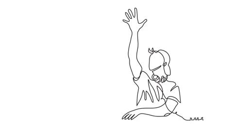 DJ animated illustration. One continuous self drawing line animation, footage of Stock Footage 300583388