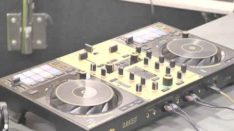 DJ audio deck for mixing music and special sound effects Stock Footage 265168904