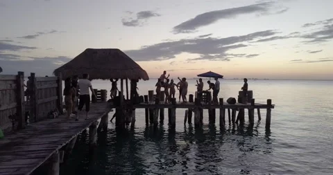 DJ BEACH PARTY 2 DRONE 4K Stock Footage 170915067