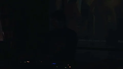 DJ behind the console close-up Stock Footage 76570956