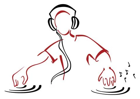 DJ behind console Stock Illustration