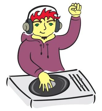DJ behind console Stock Illustration