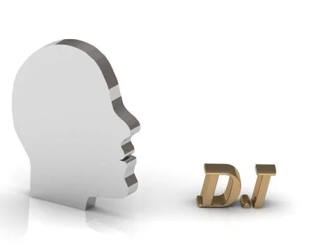 DJ bright color letters and silver head mind on a white background Stock Illustration