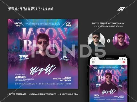 DJ Club Flyer Template Modello PSD