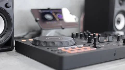 DJ console and music playback Stock Footage 285647938