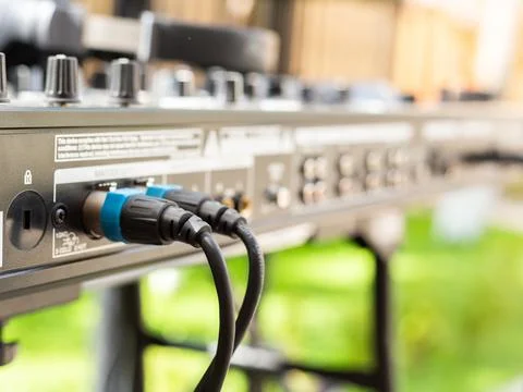 DJ console deck for mixing and playing music at  party or a night club Stock Photos