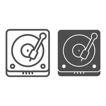 DJ console line and solid icon. Musical instrument gramophone mixing audio Stock Illustration