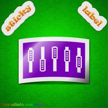 Dj console mix handles and buttons icon sign. Symbol chic colored sticky labe Stock Illustration