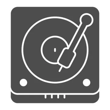 DJ console solid icon. Musical instrument gramophone mixing audio. Party vector Stock Illustration