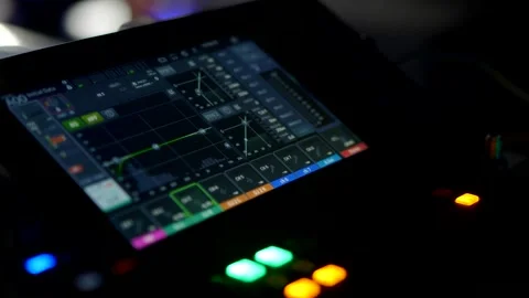 DJ Controller Display And Controls In Dark Environment. Professional Audio Mixer Stock Footage 335932886