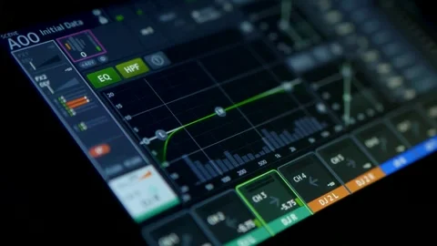 DJ Controller Display And Controls In Dark Environment. Professional Audio Mixer Stock Footage 335932921