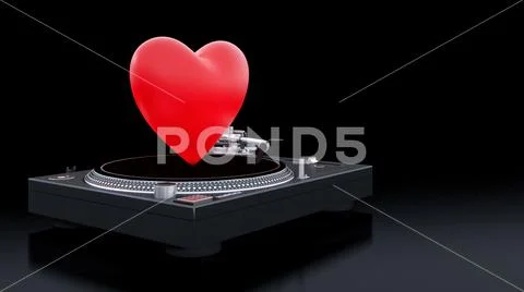 Dj controller with red heart 库存插图
