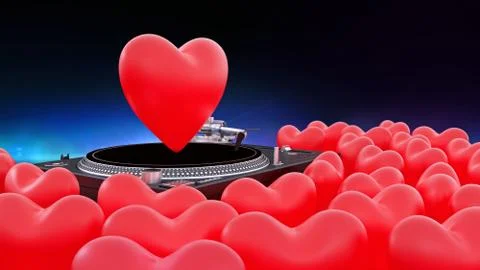 Dj controller with red heart Stock Illustration