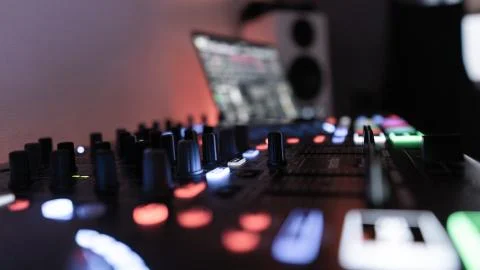 DJ Controller Side View Stock Photos