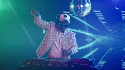 DJ controlling mixing console Stock Footage 170270729