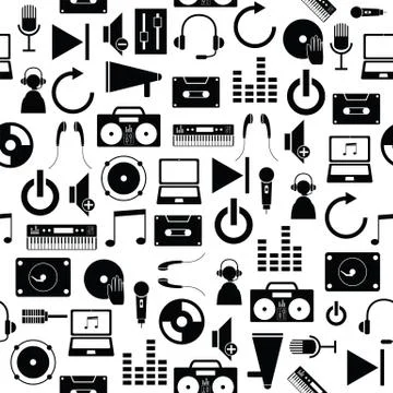 Dj creativity seamless pattern background icon. Stock Illustration