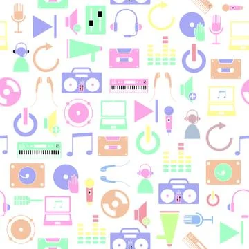 Dj creativity seamless pattern background icon. Stock Illustration