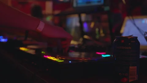 DJ dancing and twisting knobs on party - Wetzikon ZH, Switzerland - Graded 動画素材 241800981