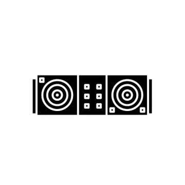 Dj desk black icon, vector sign on isolated background. Dj desk concept symbol Stock Illustration