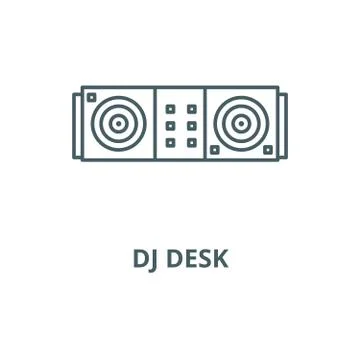 Dj desk vector line icon, linear concept, outline sign, symbol Stock Illustration