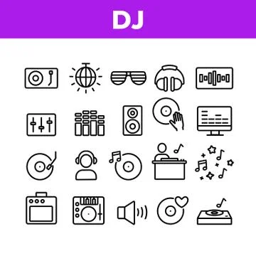 Dj Device Collection Elements Icons Set Vector Stock Illustration