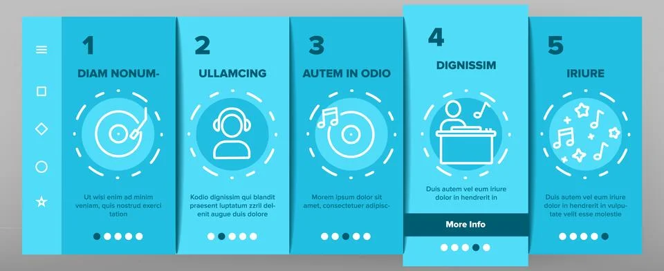 Dj Device Onboarding Elements Icons Set Vector Stock Illustration