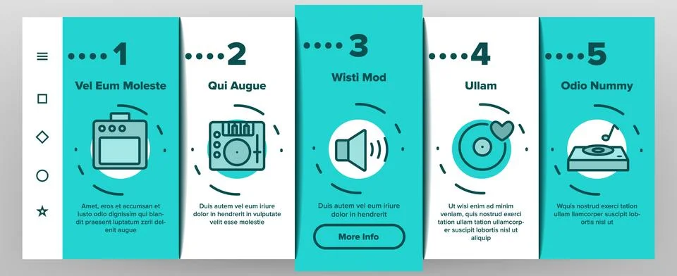 Dj Device Onboarding Elements Icons Set Vector イラスト素材