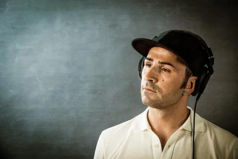 Dj in front of a rural background Stock Photos