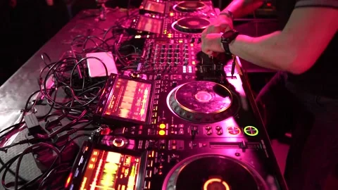 DJ hands close up at an underground party Stock Footage 232762706