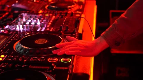 DJ hands close up at an underground party Stock Footage 232766786