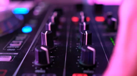 Dj hands on equipment deck 스톡 동영상 61895081