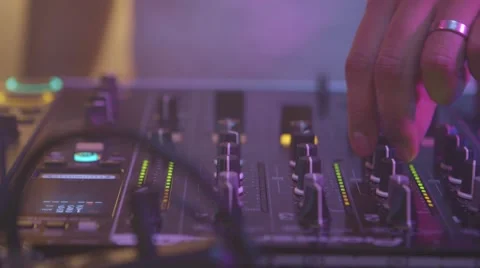 DJ hands on mixing desk Stock Footage 46054485