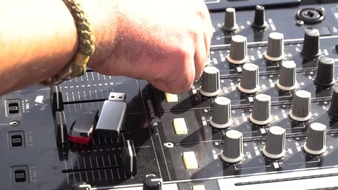 DJ hands touch buttons Video stock 106291382