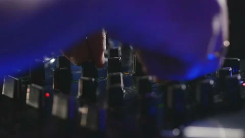 DJ hands turning knobs on professional DJ mixer console Video stock 86792846
