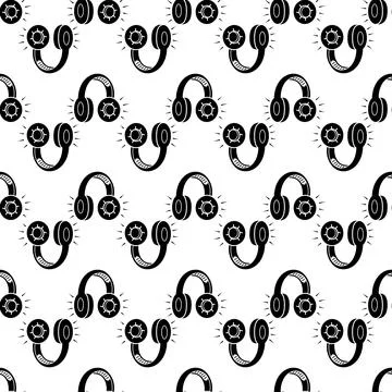 Dj headphones pattern seamless vector Illustrazione stock