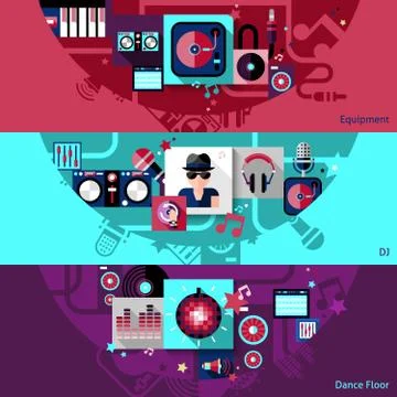 Dj Horizontal Banner Set Stock Illustration
