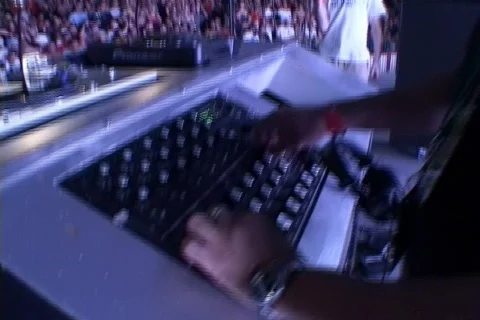 DJ with Huge Crowd Stock Footage 290309